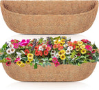 HFHOME 2PCS 48 Inch Coco Liners for planters, Horse Trough Half Moon Shape Replacement Coconut Planter Hanging Basket Liners for Window Box Hanging Trough Planter