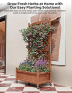 GarveeLife 2-Pack Tall Wood Planter Box with Trellis, 61.5" H Raised Garden Bed on Wheels, Vertical Stand Planter with Drainage Holes for Patio, Balcony & Outdoor Garden