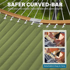 SUPERJARE Curved-Bar Hammock with Stand, 2 Person Heavy Duty Hammock Frame, Detachable Pillow & Portable Carrying Bag, Perfect for Outdoor & Indoor, Spring Green