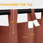 Easy-Going Outdoor Patio Curtains Detachable Tab Top Windproof Weatherproof Curtain for Cabana, Porch, Pergola and Gazebo, Tab Bottom Drape, 2 Panels, 54W x 96L inch, Terra Red