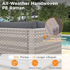 10-Seat Outdoor Wicker Patio Furniture Set with Fire Pit Table, Modular Rattan Sectional Sofa & 2 Swivel Rocking Chairs, 4" Thick Cushions, Rust-Resistant Frame,Black