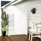Casaphoria 72" H x 47" W Metal Privacy Screen, Outdoor Freestanding Decorative Divider for Patio, Deck, Balcony, and Garden with Stable Base, White-Adams