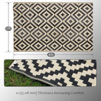SAND MINE Waterproof Outdoor Rug 5x8 ft, Plastic Reversible Rug, Modern Area Rug, Large Floor Mat for Outdoors, RV, Patio, Backyard, Deck, Picnic, Beach, Camping, Black & Beige