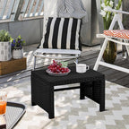Yaheetech Wicker Ottomans, Set of 2 Footrest with Removable Cushion, 2pcs PE Rattan Side Table Additional Seating Multipurpose Outdoor Furniture for Patio, Backyard, Black/Gray