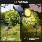 Solar Spot Lights - 21 LED Brightness, IP67 Waterproof, 2-in-1 Adjustable Solar Power Outdoor Lights for Fence, Warm White (6 Pack)