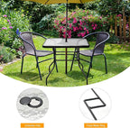 Tangkula 32" Square Outdoor Dining Table with Tempered Glass Top, Outside Bistro Table with 2" Umbrella Hole & Metal Frame, Patio Dining Table for Backyard, Lawn, Deck & Poolside
