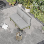 Sundale Outdoor 2 Pieces Patio Sofa Set, Metal Outdoor Sectional Loveseat with 6 Inch Olefin Cushion, All-Weather Modern Patio Chair Sets for Porch, Balcony