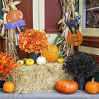 AGIRL 16 Bundles Artificial Fall Flowers Outdoor Indoor Decoration,No Fade Autumn Fake Plastic Plants with Eucalyptus Leaves,Faux Mums for Thanksgiving Garden Front Door Porch Patio Fall Decor