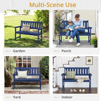 LUE BONA Outdoor Bench, 2-Person HDPS Garden Bench, Outdoor Benches Weatherproof, All-Weather Fade/Rot Resistant Patio Bench for Park, Front Porch, Backyard (Navy)