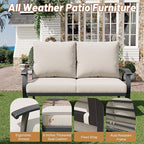 HOMREST Outdoor Loveseat Aluminum Patio Furniture Sofa, All-Weather Metal Outdoor Couch with Cushions, Beige