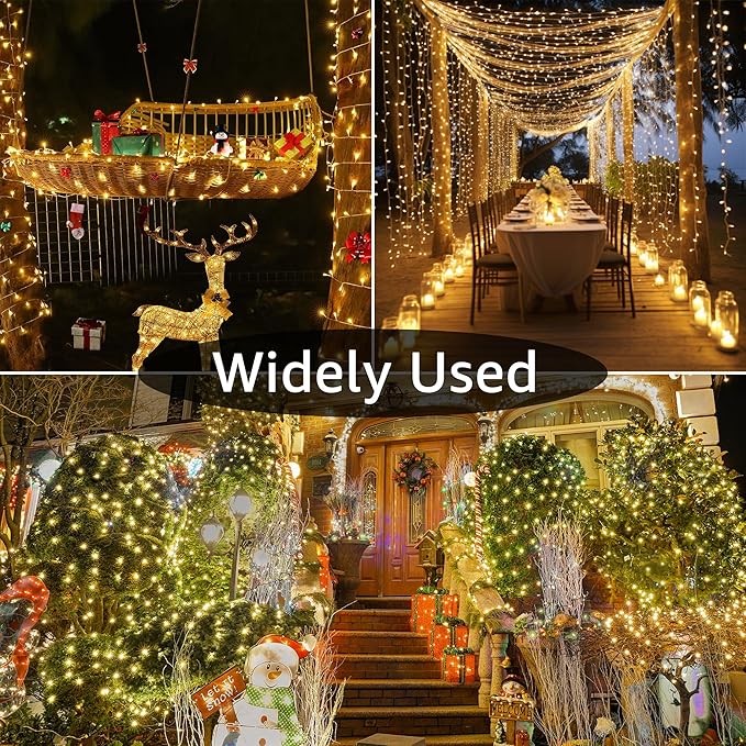 String Lights 196 FT with 600 LEDs, Warm White, Waterproof