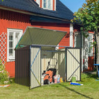 Outdoor Storage Shed, 6x4 ft Black Metal with Gas Rod Lid