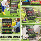 Homdox 3.74FT Vertical Garden Bed, 5 Tiers Vertical Raised Garden Planter, 23 * 26 * 45Inch Outdoor Garden Raised Bed with 4 Hooks, Vegetable Flower Planter Raised Stand for Garden Patio Yard, Black
