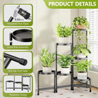 6 Tier Plant Stand Indoor, Tiered Plant Stand Outdoor for Multiple Plants, Corner Plant Shelf for Patio Balcony Porch Garden Living Room House, Black