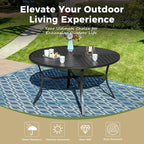 Outdoor Patio Round Dining Table, All Weather Wrought Iron Black Outdoor Table - Image 7