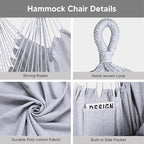 SUNCREAT 2-in-1 Convertible Extra Large Hammocks with Stand, Heavy Duty 2 Person Hammock for Outside with Stand, Patented, Light Gray