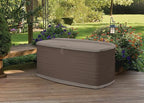 Rubbermaid Large Resin Outdoor Storage Deck Box with Seat (90 Gal), Weather Resistant, Brown, Deck Organization for Home/Backyard/Pool Chemicals/Toys/Garden Tools/Porch/Patio Cushions