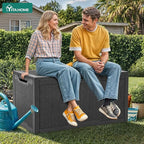 YITAHOME 100 Gallon Resin Deck Box, Weather Resistant Outdoor Storage Box, Lockable Indoor Outdoor Storage for Supplies and Essentials, Black