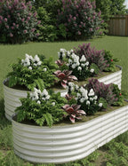 GarveeLife 2 Pcs Raised Garden Beds Outdoor 8x4x1.5 ft - Galvanized Steel Planter Box for Vegetables, Flowers, Rust-Resistant, Easy Assembly Raised Beds, Durable Planters for Outdoor Plants, Beige