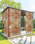 Boho Outdoor Curtains for Patio Waterproof, Grommet Privacy Curtain Drapes Weatherproof Outside Curtains for Porch GazeboPergola Cabana 2 Panel 54x95inch Rustic Bohemian Floral Tribal Orange