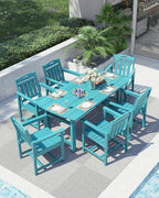 Ciokea HDPE Outdoor Patio Dining Chairs Set of 2, All-Weather Porch Chair with Wide Seat, Durable Outdoor Furniture for Backyard, Garden, Lawn & Poolside, Lake Blue