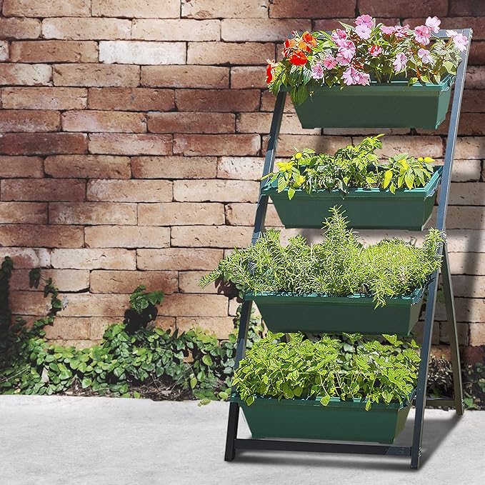Outland Living 4-Ft Raised Garden Bed - Vertical Garden Freestanding Elevated Planters 4 Container Boxes - Good for Patio Balcony Indoor Outdoor - Perfect to Grow Vegetables Herbs Flowers