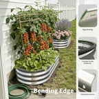 Galvanized Metal Raised Garden Bed Kit for Outdoor Planter Boxes with Easy Assembly,Oval Large Galvanized Gardening Raised Bed for Vegetables, Fruits, Flower (Silver, 4 * 2 * 1ft)