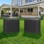 Outdoor Storage Box, Resin Deck Boxes Indoor and outdoor, Waterproof Storage Box Lockable Lid (Black, 35 Gallon-2 Pack)