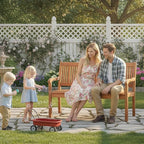 Tangkula Outdoor Wood Garden Bench, 50" W Solid Wood Patio Park Bench with Dense Slatted Backrest & Seat, Curved Armrest, Large Wooden Loveseat Bench for Deck, Porch, Poolside, Yard & Balcony
