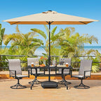 Yaheetech Outdoor Dining Table for 6 People, Rectangle Metal Slatted Patio Table with Umbrella Hole, Outdoor Furniture Garden Table for Garden Poolside, Backyard, Black