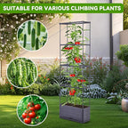 GENMOUS 2 Pack Rectangle 4 Tier Tomato Planter, Raised Garden Bed Tall 45'' Vertical Elevated Garden Planter Standing Garden Bed Planter Box with Drainage Holes Patio Balcony Porch Black