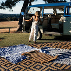 SAND MINE Reversible Mats, Plastic Straw Rug, Modern Area Rug, Large Floor Mat and Rug for Outdoors, RV, Patio, Backyard, Deck, Picnic, Beach, Trailer, Camping, Black & Brown, 9' x 18'