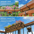 HFHOME 24 Inch Window Deck with Coco Liner, 24" Window Boxes Horse Trough with Coconut Coir Liner, Black Metal Hanging Flower Planter Basket Railing Planter for Outdoor Indoor Lawn - 4 Pack