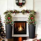 24in Tall Self-Watering Planters Set of 2 - Black Flower Pots with Water Level Monitor, Non-Toxic Plastic Planters for Indoor Outdoor Patio, Porch, Living Room, Home Office