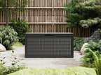 Outdoor Storage Box, Resin Deck Boxes Indoor and outdoor, Waterproof Storage Box Lockable Lid (Black, 70 Gallon)