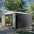 Devoko 10 x 8 FT Outdoor Storage Shed, Metal Garden Sheds & Outdoor Storage Clearance, Large Tool Shed Outdoor with Single Lockable Door for Patio Lawn Backyard (Gray)