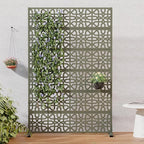 Casaphoria Metal Privacy Screen Outdoor, 72" H x 47" W Freestanding Decorative Privacy Screen for Patio Deck Balcony Garden with Stable Base, Green-Perilla
