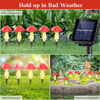 Mushroom Solar Lights Outdoor Waterproof, Whimsical and Cute Solar Mushrooms Stake Lights for Outside with 8 Lights and 8 Modes for Fariy Garden Yard Lawn Path Planter Flower Bed Decor (Red)