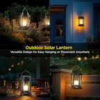 Solar Lantern Outdoor & Indoor Use – Hanging Solar Lights with Realistic Flickering Flameless Candle, Weatherproof for Gardens, Patios, Trees, and Lawns (Green, 1 Pack)