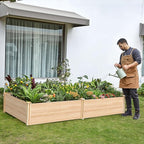 AMERLIFE 8x4 Ft Wood Raised Garden Bed, Durable 15 Inch Depth Planter Box for Vegetables, Herbs, and Flowers, Ideal for Outdoor Gardening with Open Base