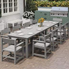12-Piece HIPS Patio Dining Set for 10 Person Outdoor Dining Sets with Umbrella Hole Tables and Chairs Furniture Set All Weather Proof for Garden, Backyard, Poolside