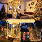 Indoor String Lights: 900 LED Warm White Curtain Lights, 9.5 x 29.5 ft