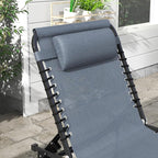 Outsunny Folding Chaise Lounge Chair Set of 2, Patio Sun Tanning Chair, Outdoor Chaise Lounger with 4-Position Reclining Back, Breathable Mesh Seat for Beach, Poolside, Gray