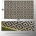 SAND MINE Reversible Mats with Led Strip Lights, Plastic Straw Rug, Modern Area Rug, Large Floor Mat for Outdoors, Patio, Backyard, Deck, Picnic, Camping, Black & Beige, 5' x 8'