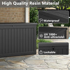 Outdoor Storage Box, Resin Deck Boxes Indoor and outdoor, Waterproof Storage Box Lockable Lid (Black,180 Gallon)