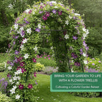 7ft Garden Arch Trellis for Climbing Plants Outdoor-Heavy Duty Metal Cucumber Trellis for Raised Beds- Tall Steel Vegetable Arbor with Strong Bolt Assembly & Outdoor-Ready Stakes