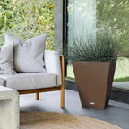 Veradek Nobleton Indoor/Outdoor Wide Square Planter (Espresso, 22 inch - 2 Pack with 2 Saucer Trays)