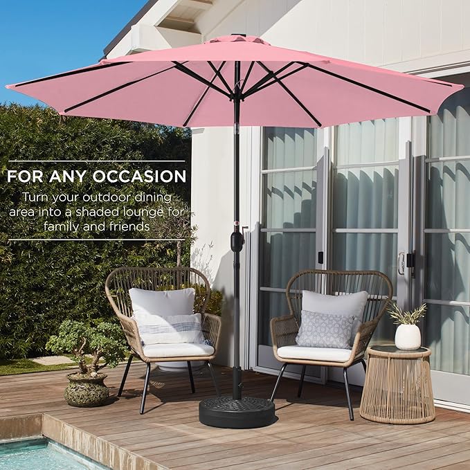 Best Choice Products 10ft Outdoor Table Compatible Steel Polyester Market Patio Umbrella w/Crank and Easy Push Button Tilt