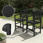 Ciokea Heavy Duty Bar Height Chair, 380lbs Outdoor Adirondack Tall Bar Chair Patio Stool with Arms & High Back, Heavy Duty All-Weather for Balcony, Poolside, Deck and Garden, Black