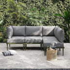 Sundale Outdoor 4 Pieces Patio Furniture Set, Metal Sectional Sofa Patio Conversation Set with 6 Inch Cushions, Modern Patio Corner Couch for Balcony, Porch, Sunroom